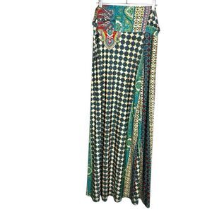 MOA COLLECTION PLUS SIZE PRINTED HIGH WAISTED A-LINE MAXI SKIRT 3Xl